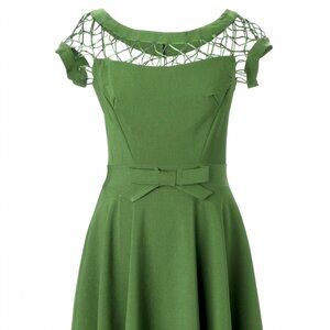 Tatyana Green Net Fit n Flare Dress